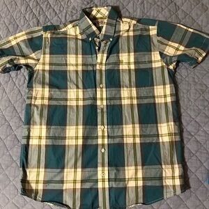 Cinch Men's Plaid Shirt in Green and White